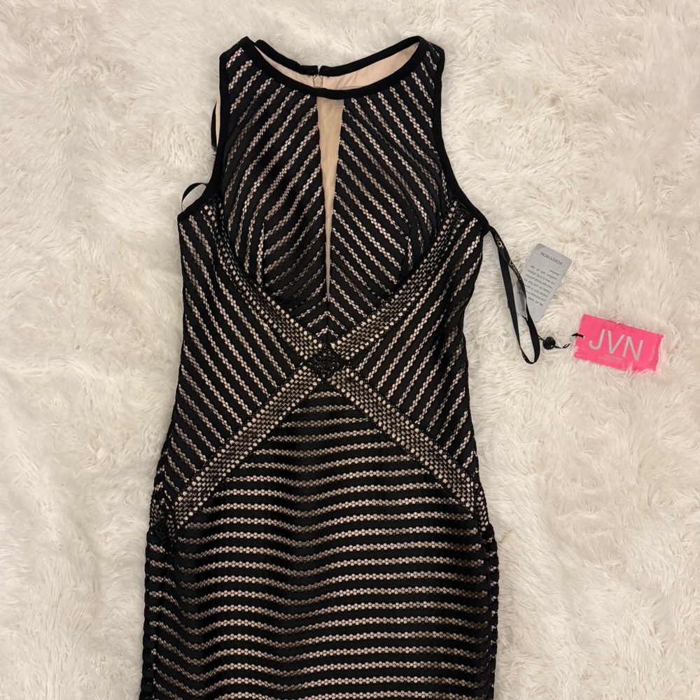 JVN Black and Cream Chevron Dress